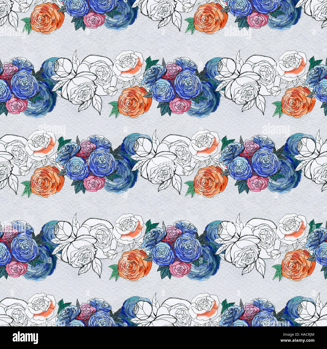 Seamless pattern with colorful flowers Stock Photo - Alamy