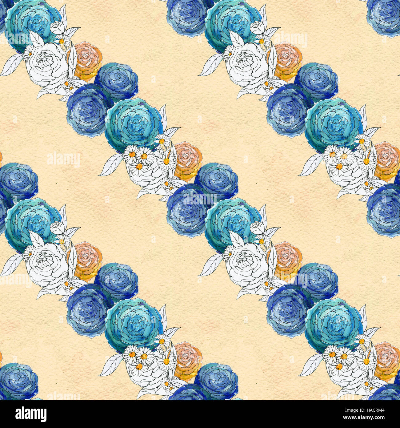 Seamless pattern with colorful flowers Stock Photo - Alamy