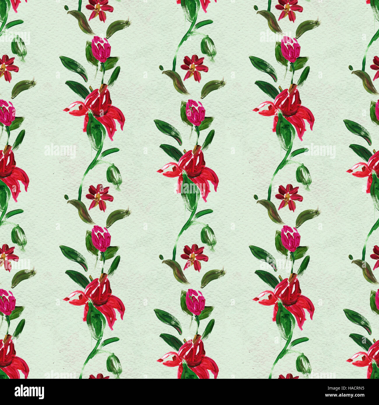 Seamless pattern with red flowers Stock Photo - Alamy