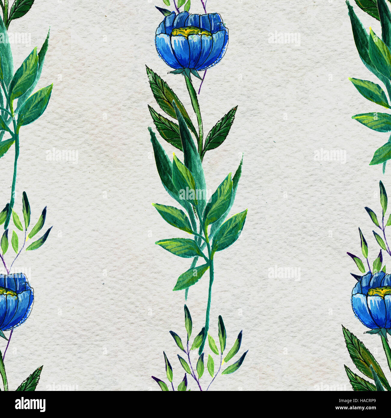 Seamless pattern with blue flowers Stock Photo - Alamy