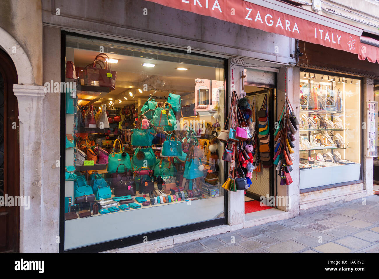 Shop sellinjg handbags Venice, Italy. Stock Photo