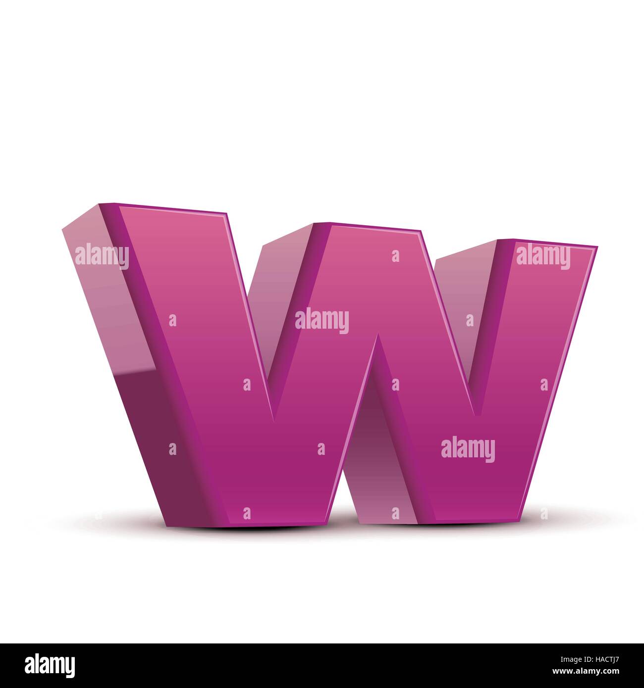 left tilt purple letter W, 3D illustration graphic isolated on white ...