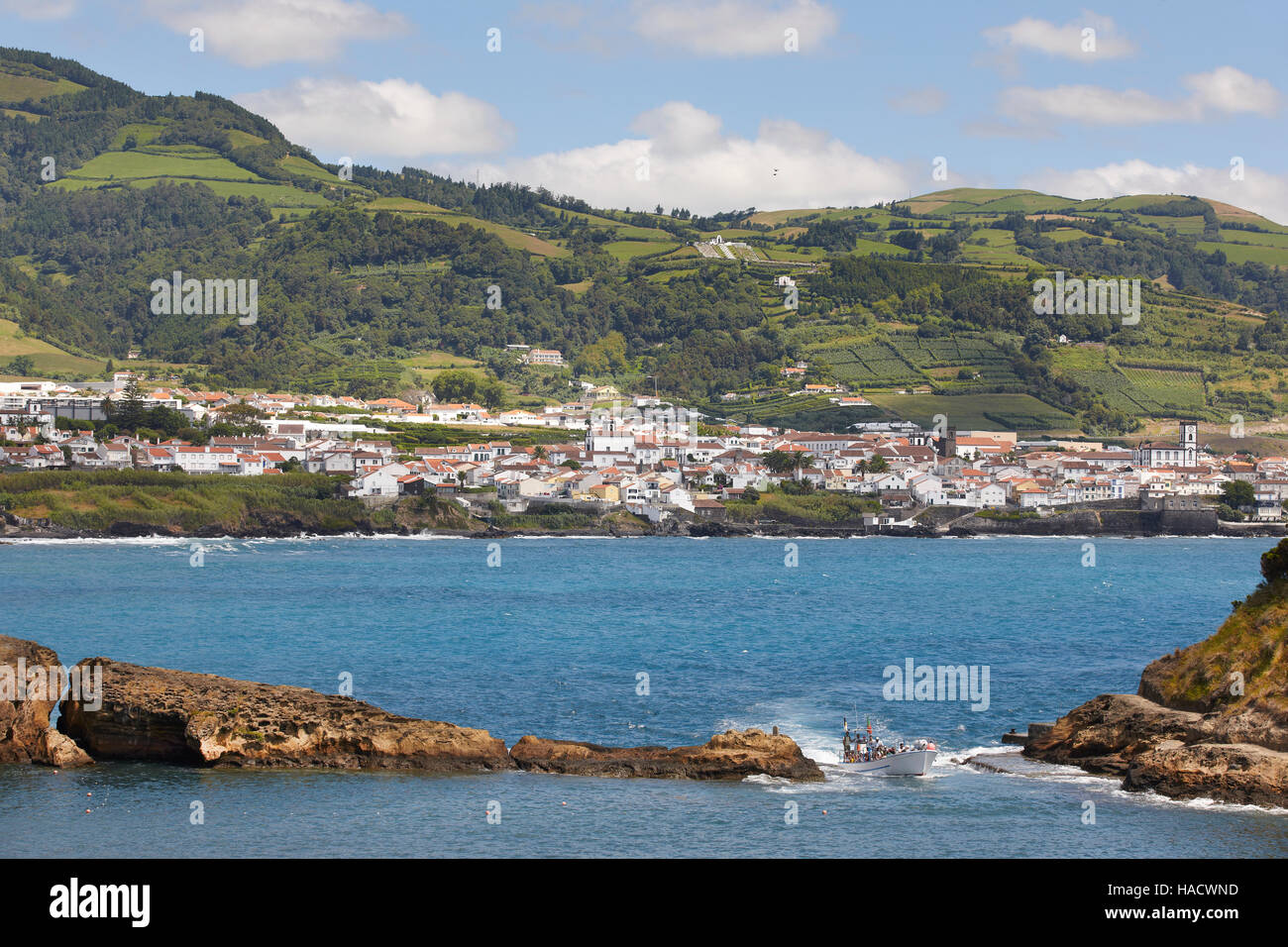 Azores coastline landscape. Vila Franca do Campo. Sao Miguel. Portugal. Horizontal Stock Photo