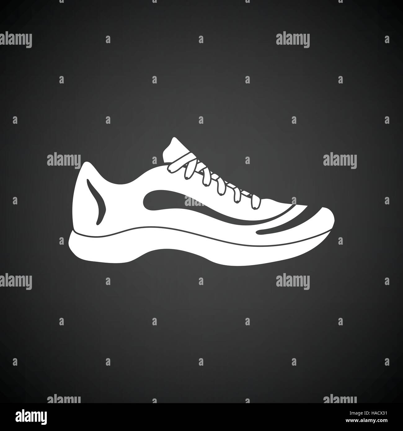 Sneaker icon. Black background with white. Vector illustration Stock ...