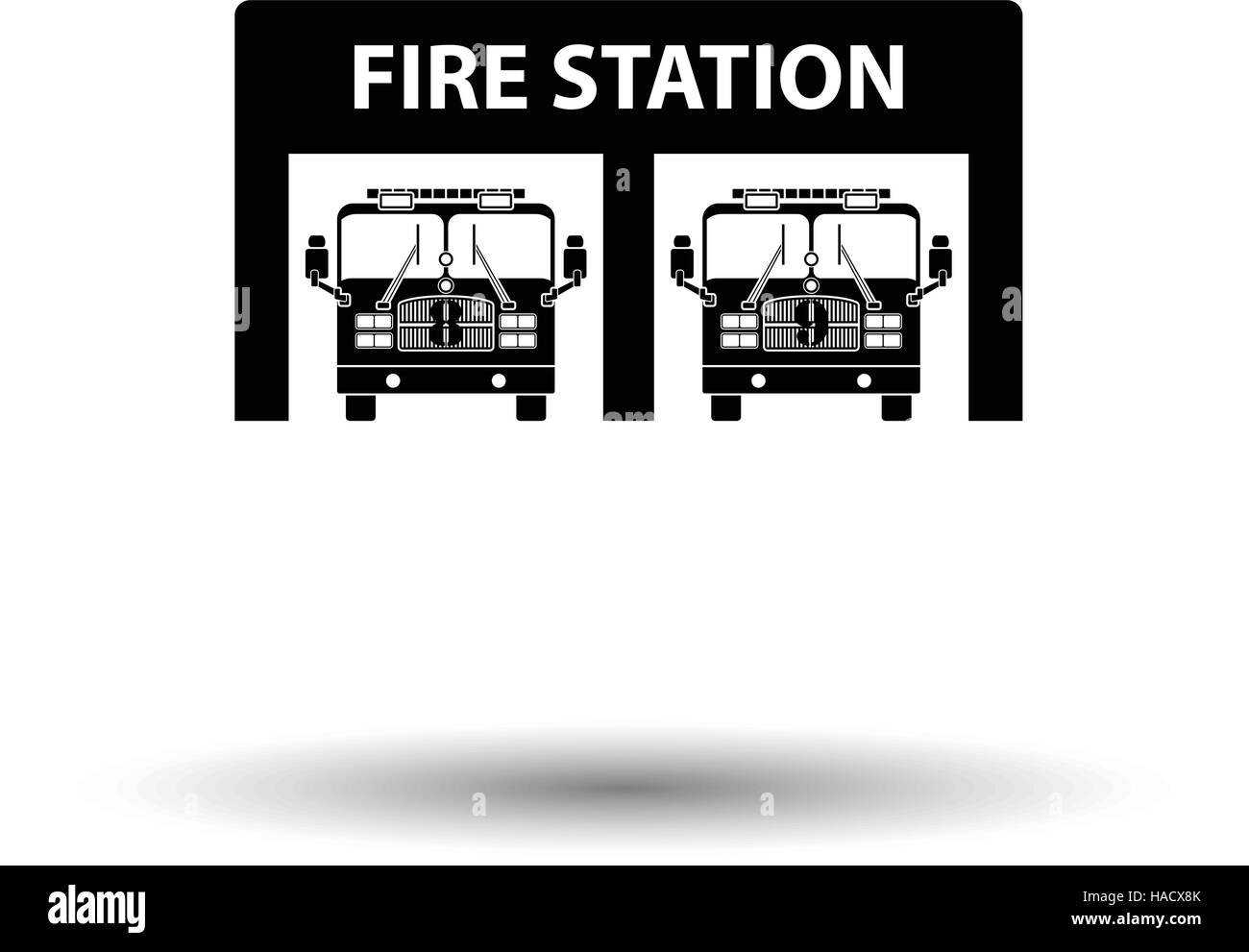 Fire station icon. White background with shadow design. Vector ...