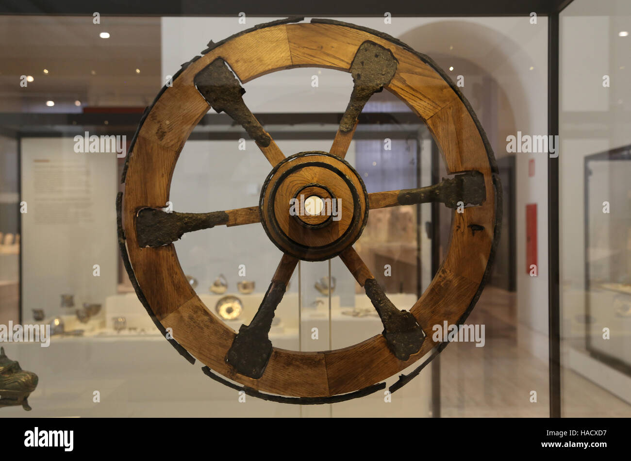 Wheel of a ceremonial wagon from Toya. Iron. Iberian culture BC. Burial chamber, Cerro de la Horca, Toya (Peal de Becerro, Jaen). Stock Photo