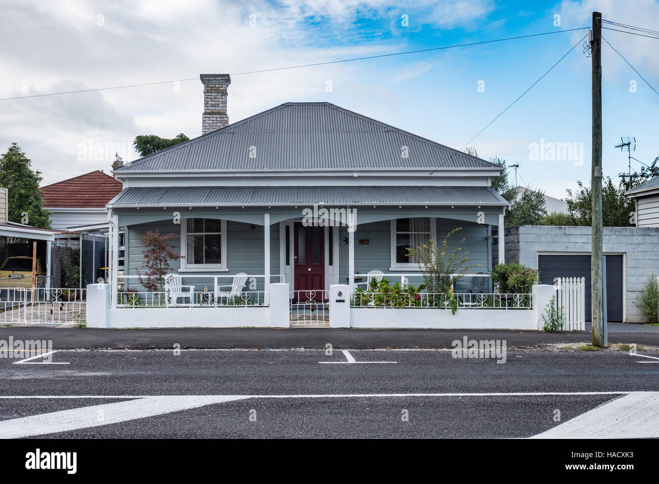 Typical small town homes, Thames, Coromandel, North Island, New Zealand Stock Photo Alamy