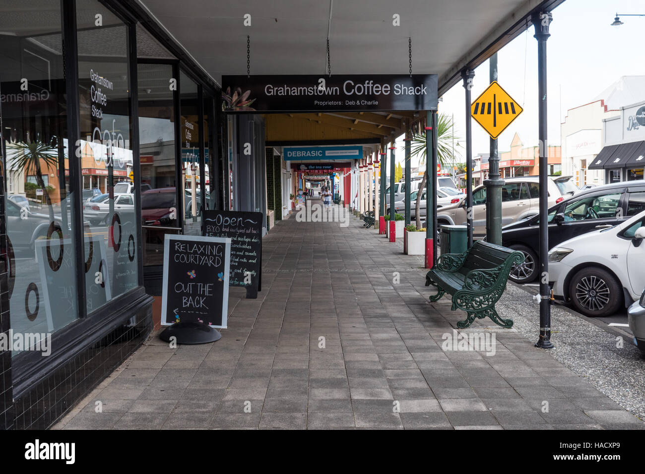 Typical town street with shops, Thames, Coromandel, North Island, New