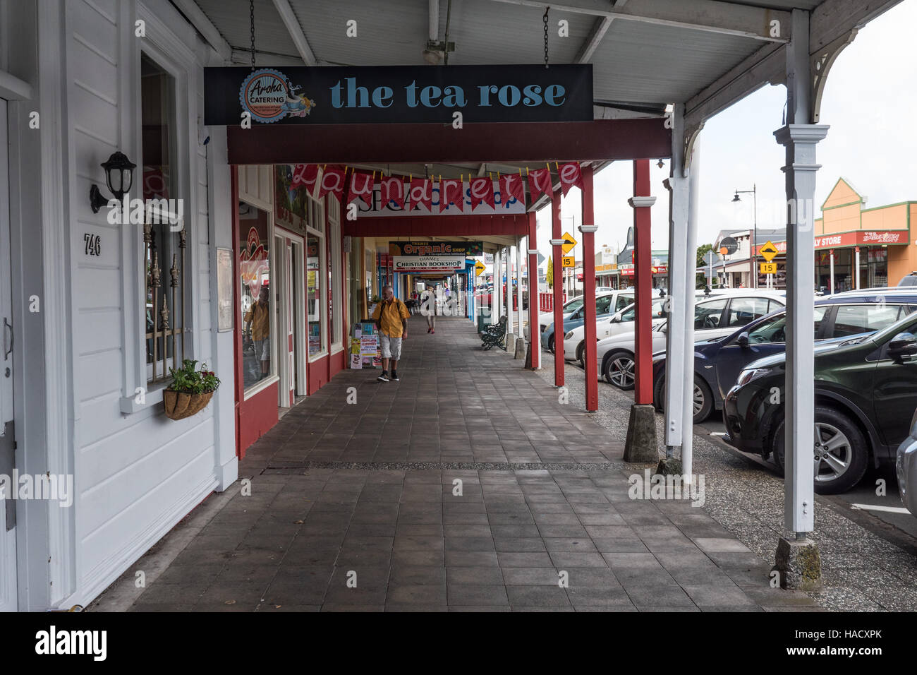 Typical town street with shops, Thames, Coromandel, North Island, New