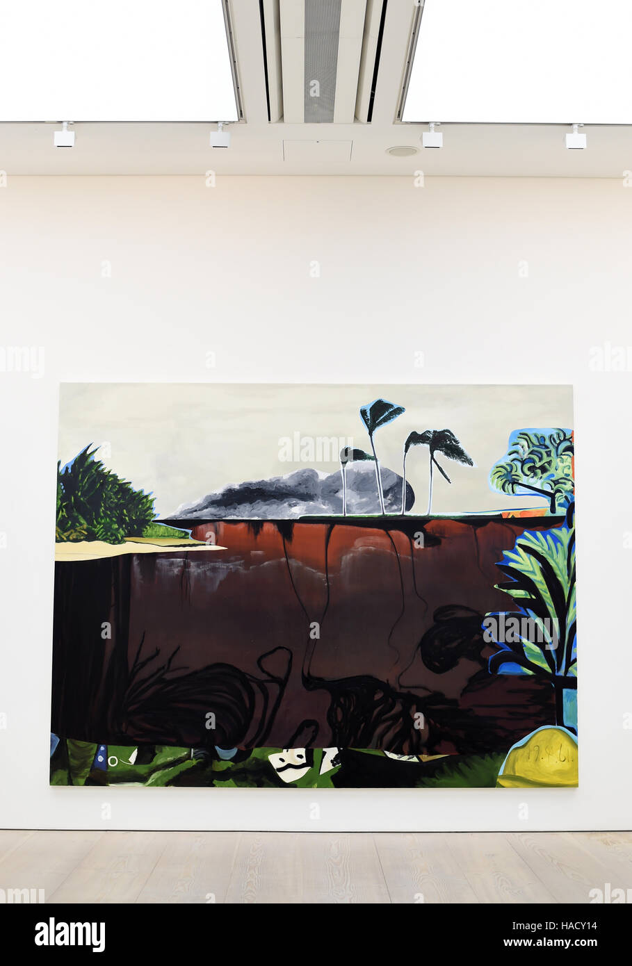 A painting by Dexter Dalwood titled Bay of Pigs is displayed during a photo call and press view for the Saatchi Gallery&acirc;Â€Â™s winter exhibition Painters&acirc;Â€Â™ Painters at the gallery in Chelsea, west London. Stock Photo