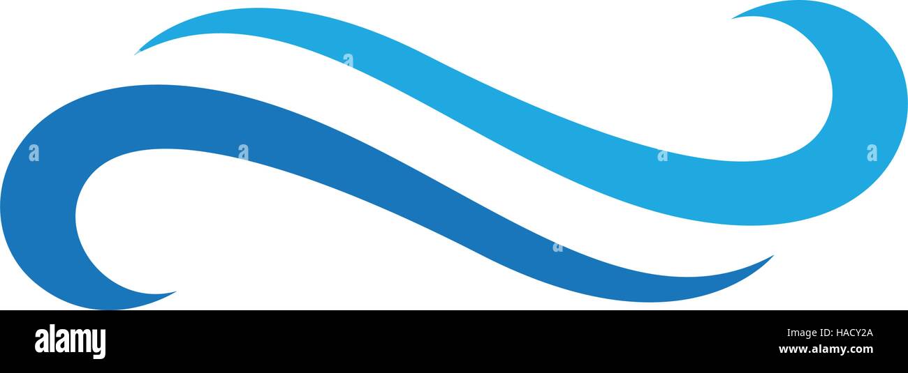 Vector Logo with yellow sun and blue sea waves. Vector logotype Stock