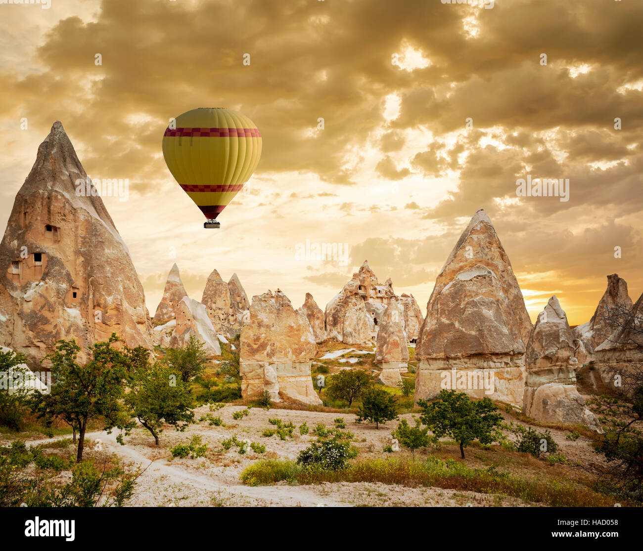 great tourist attraction Cappadocia balloon flight Stock Photo