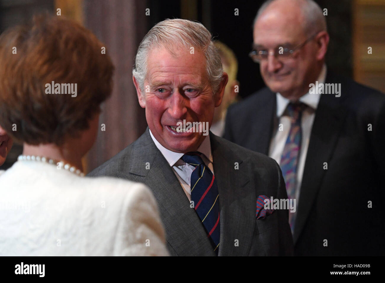 The Prince of Wales visits the University of Cambridges Fitzwilliam Museum to mark its bicentenary and to celebrate the 600th anniversary of the Cambridge University Library. Stock Photo