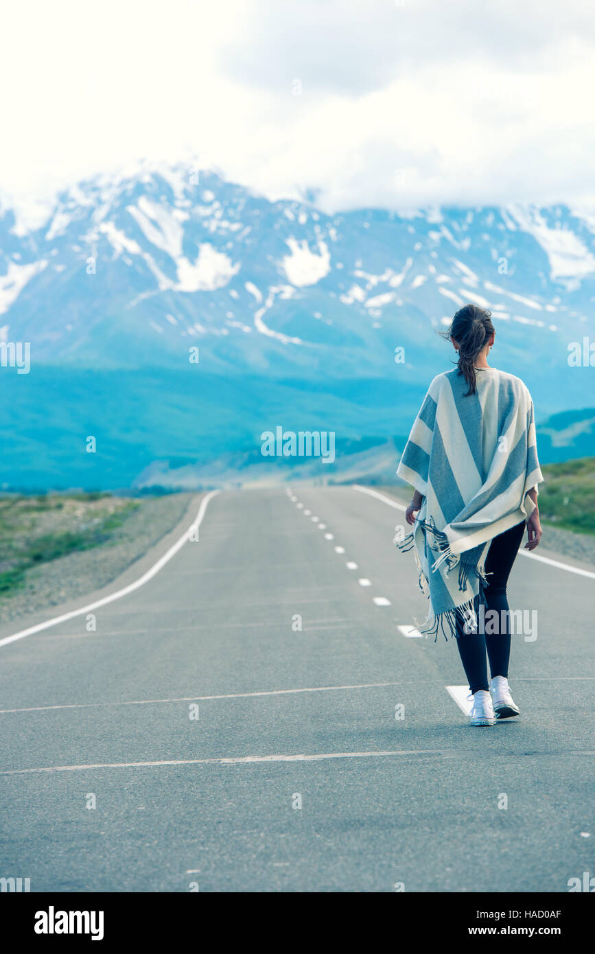 Beautiful Lonely Girl Walking Along The Road In The Distance Stock Photo Alamy Beautiful Lonely Girl Walking Along The Road In The Distance Stock Photo Alamy