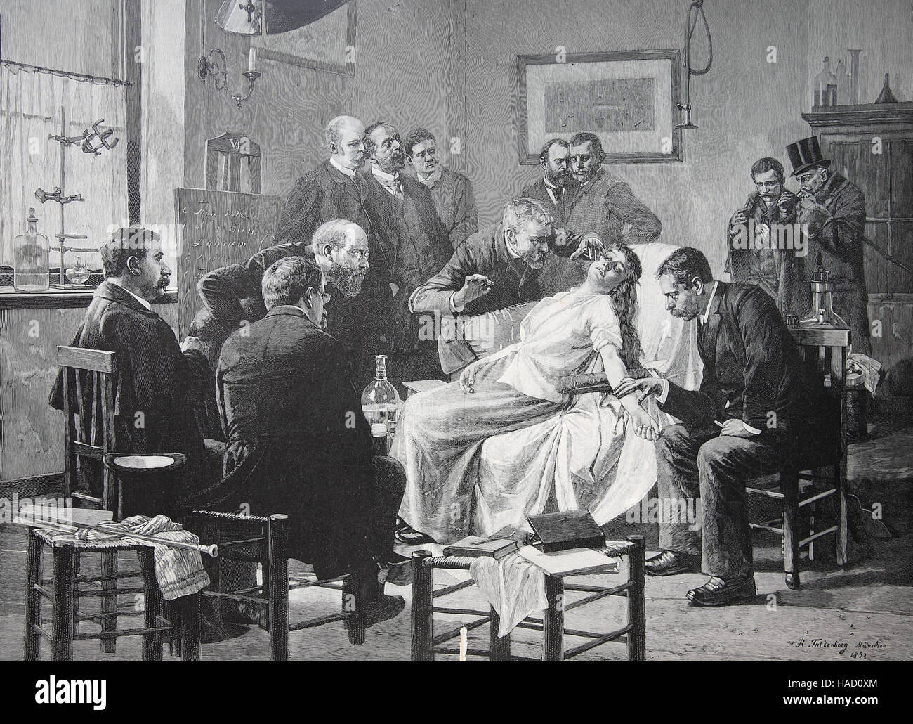 Hypnosis, A Group Scholar Performs Hypnosis On A Patient, By B ...