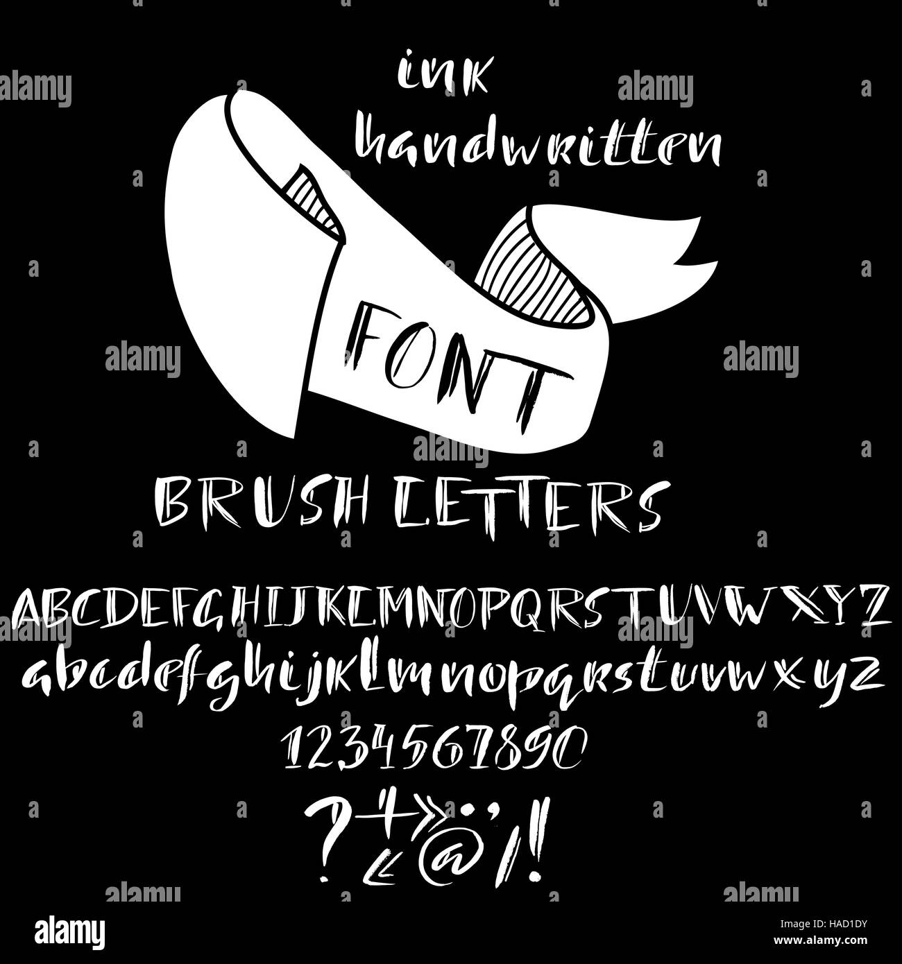 Hand drawn font made by dry brush strokes. Grunge style alphabet Stock ...