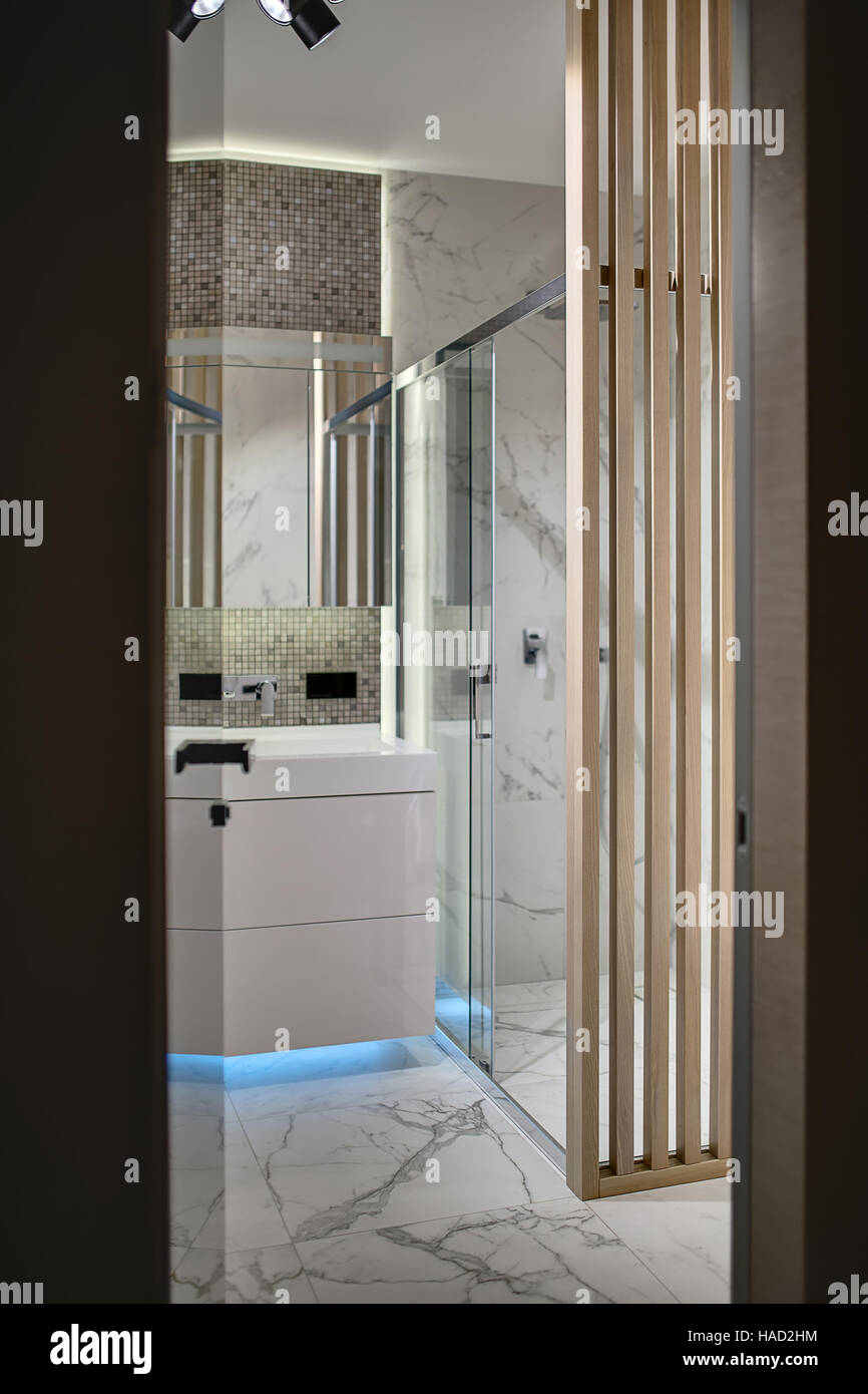 Entrance to the modern bathroom Stock Photo - Alamy