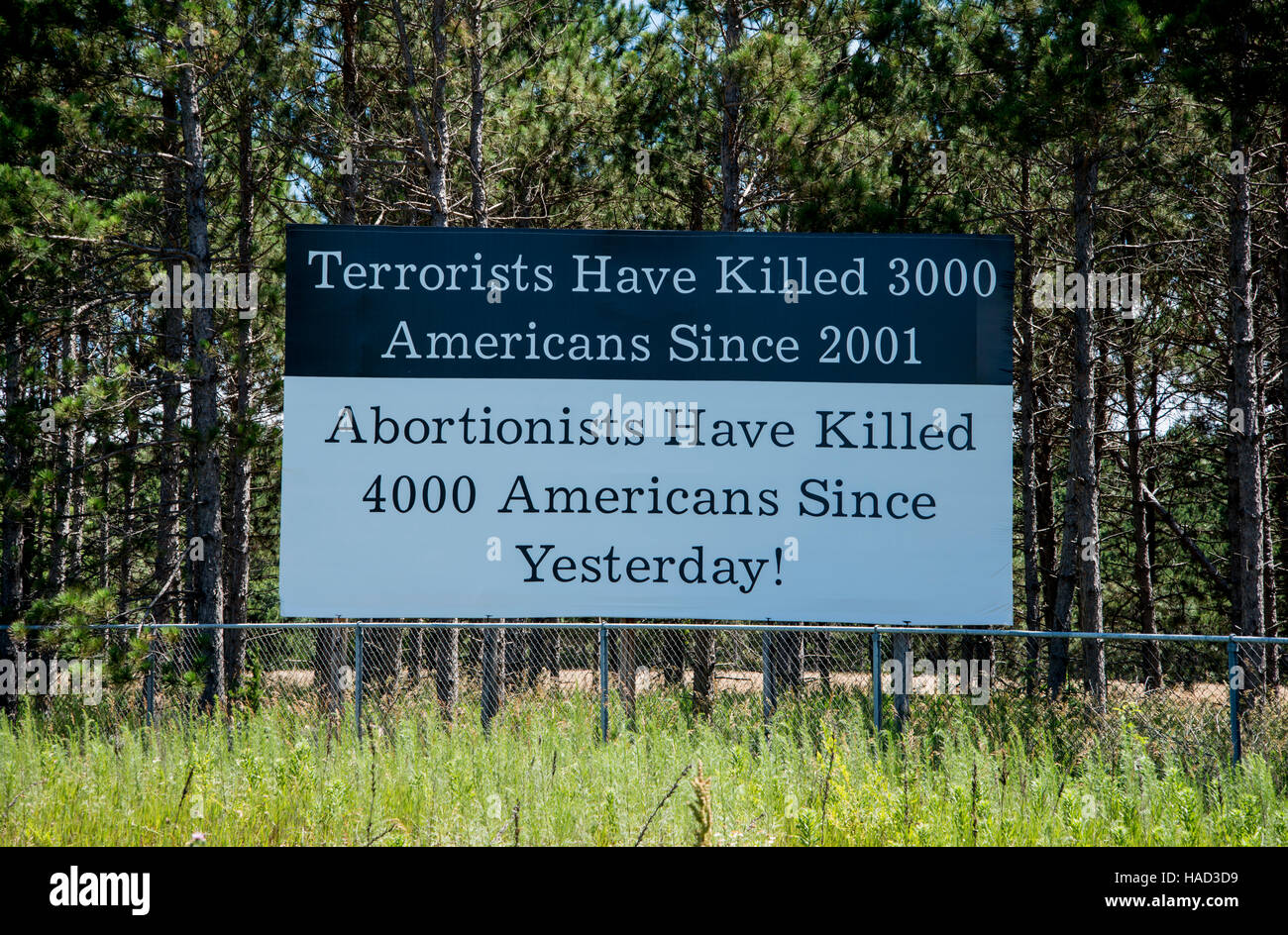 Motley, MN. Anti-abortion billboard. Stock Photo