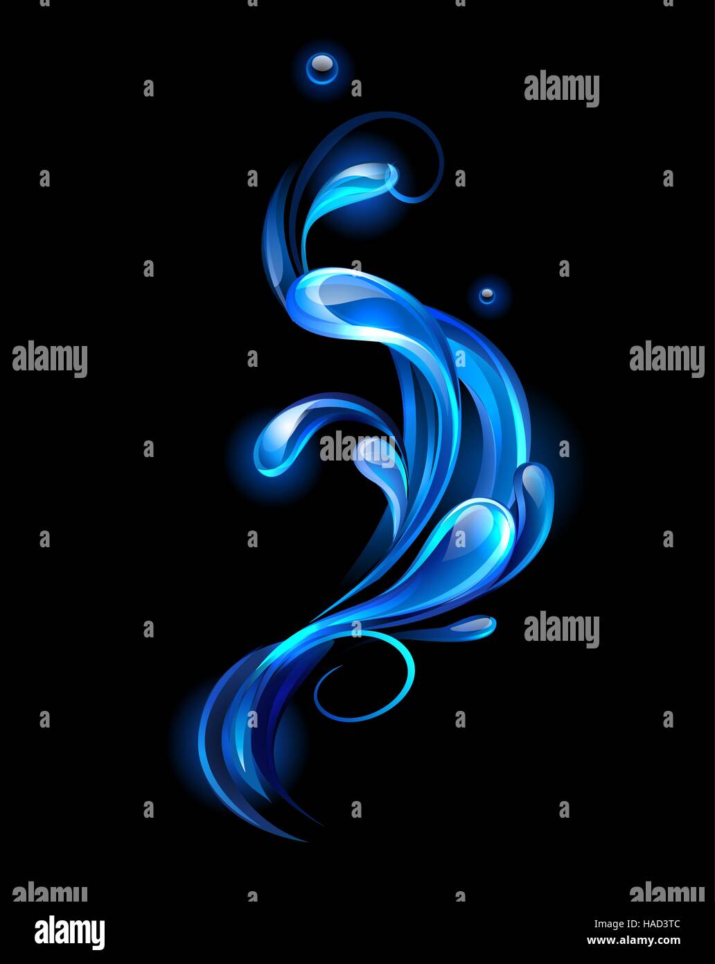 artistically painted drops of water on black background. Stock Vector