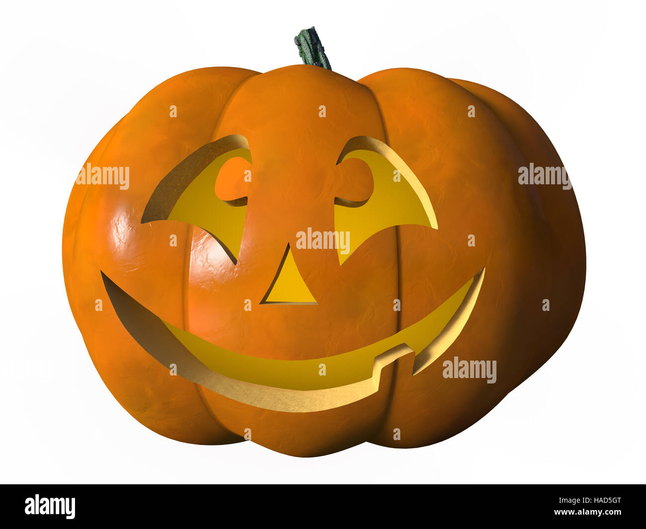 Image of a laughing Halloween pumpkin. The object is isolated on a white background. 3D Rendering. Stock Photo