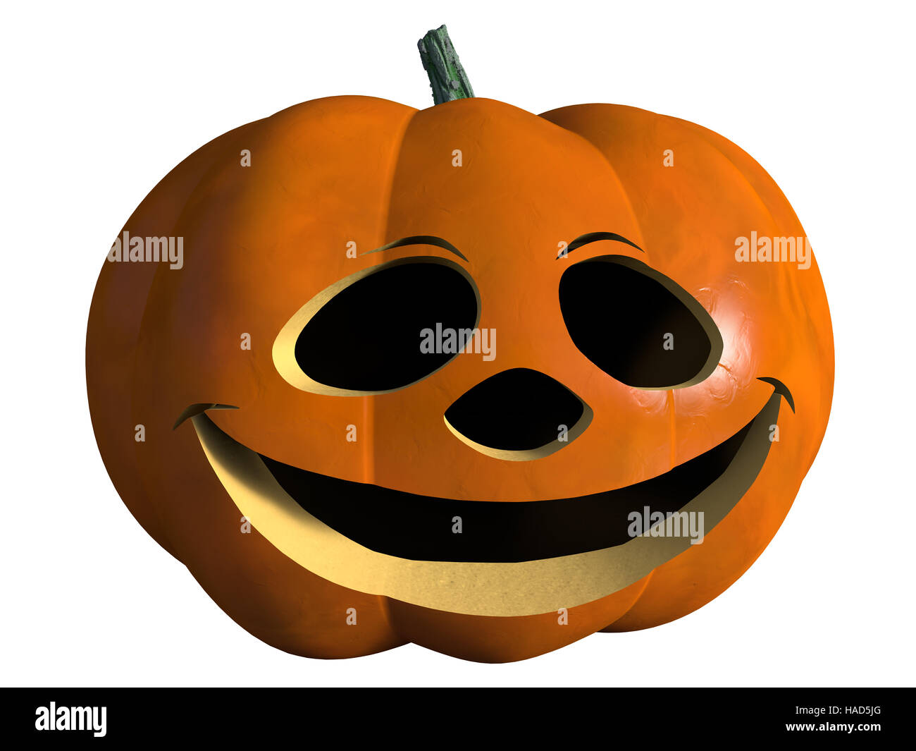 Image of a laughing Halloween pumpkin. The object is isolated on a white background. 3D Rendering. Stock Photo
