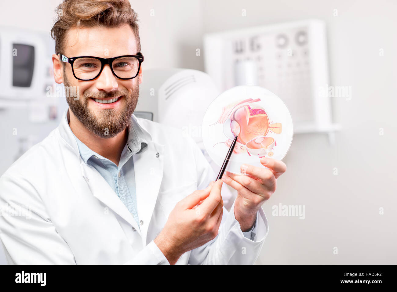 Eye doctor portrait in the hospital Stock Photo