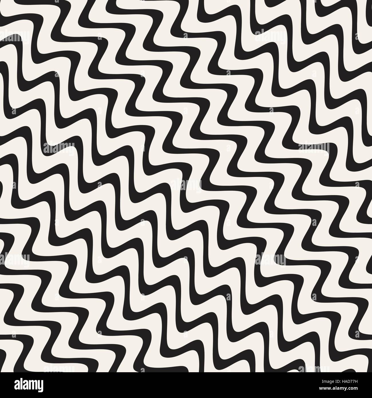 Vector Seamless Hand Drawn Diagonal Wavy Lines Pattern Stock Vector ...