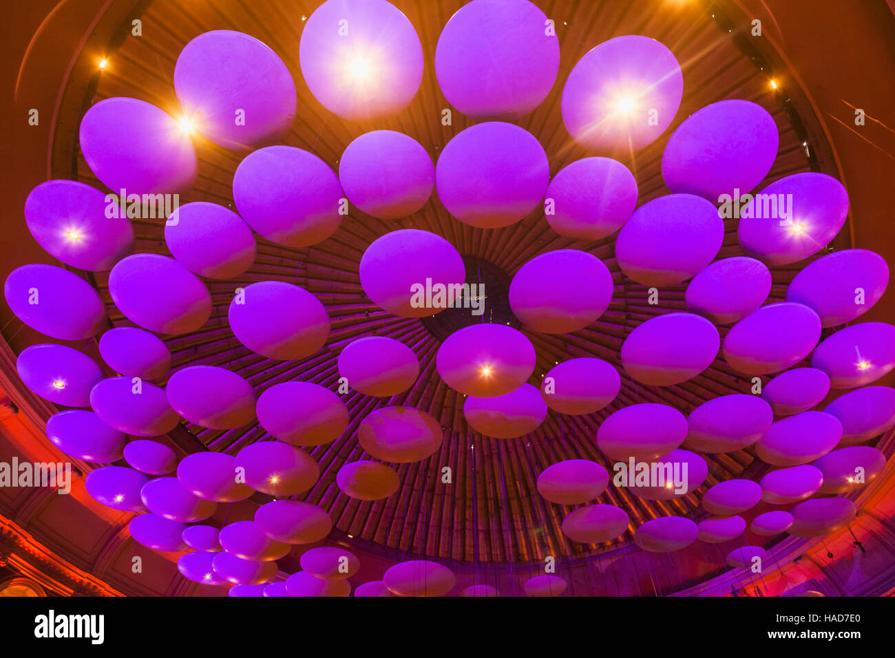 England, London, Royal Albert Hall, Glass Fibre Acoustics Reflectors Stock Photo