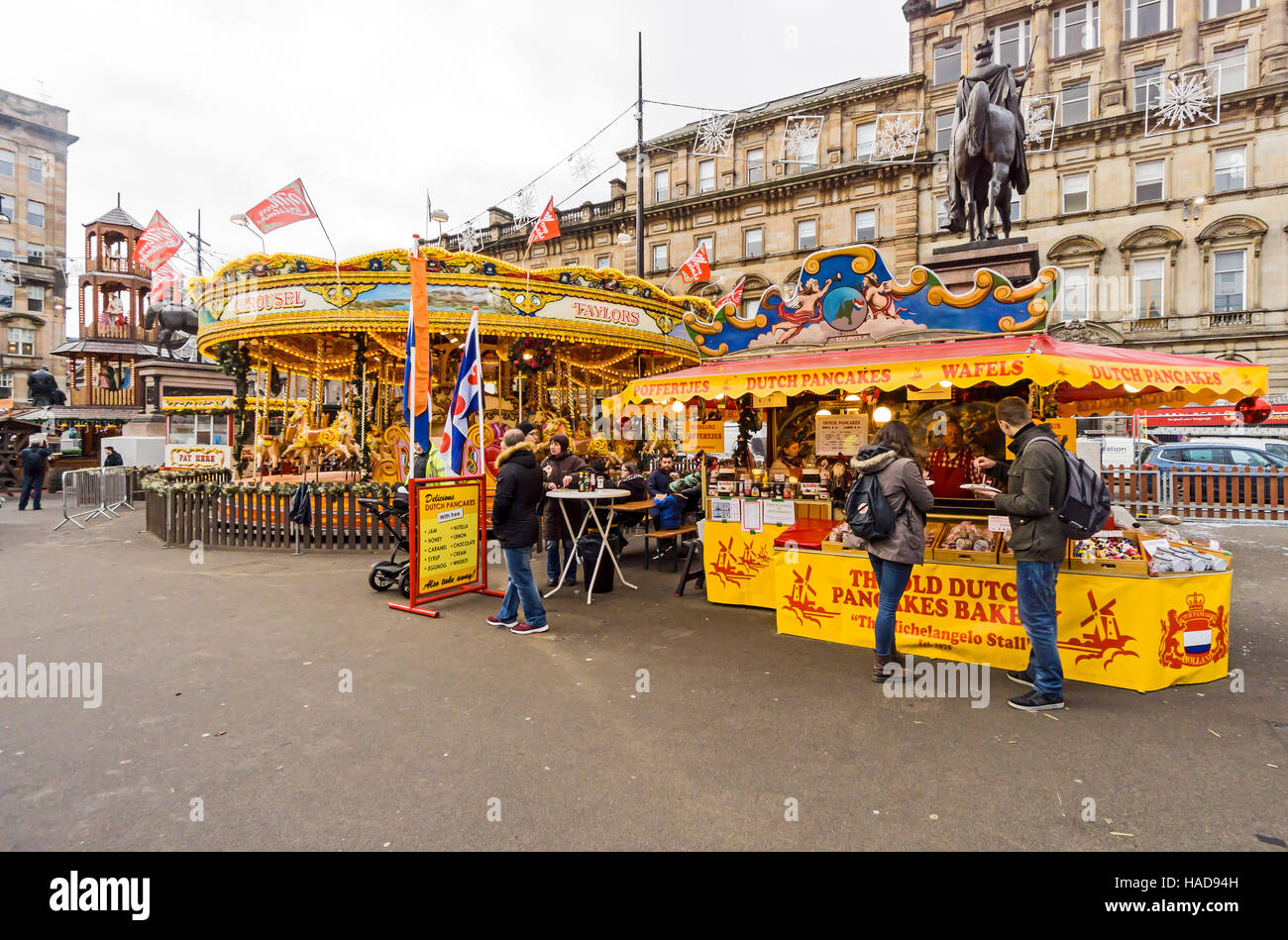 Glasgow Xmas market December 2016 in George Square Glasgow Scotland Stock Photo