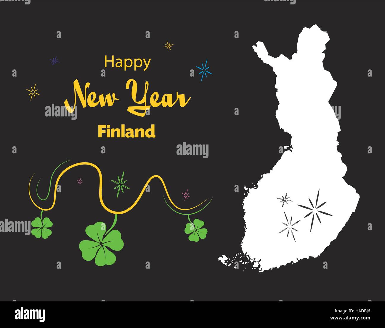 Happy New Year illustration theme with map of Finland Stock Vector