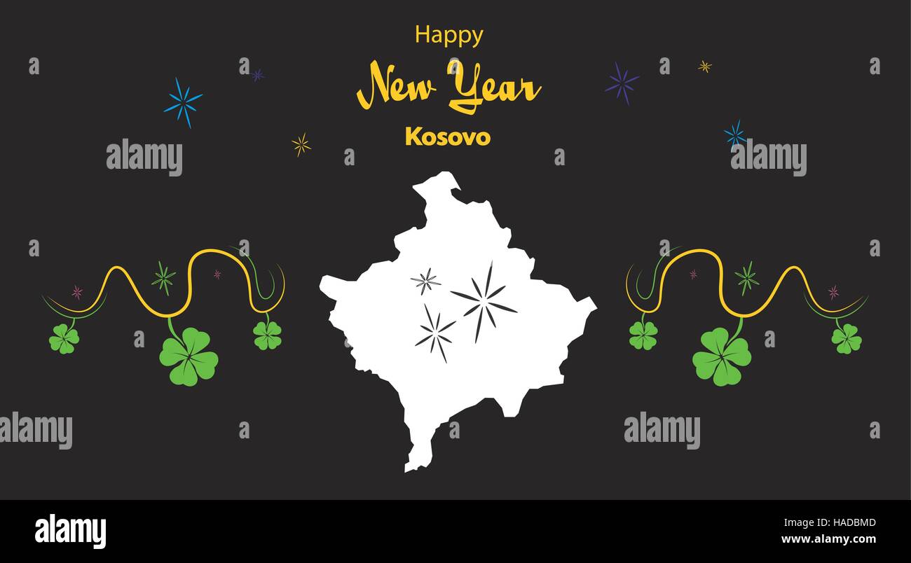 Happy New Year illustration theme with map of Kosovo Stock Vector