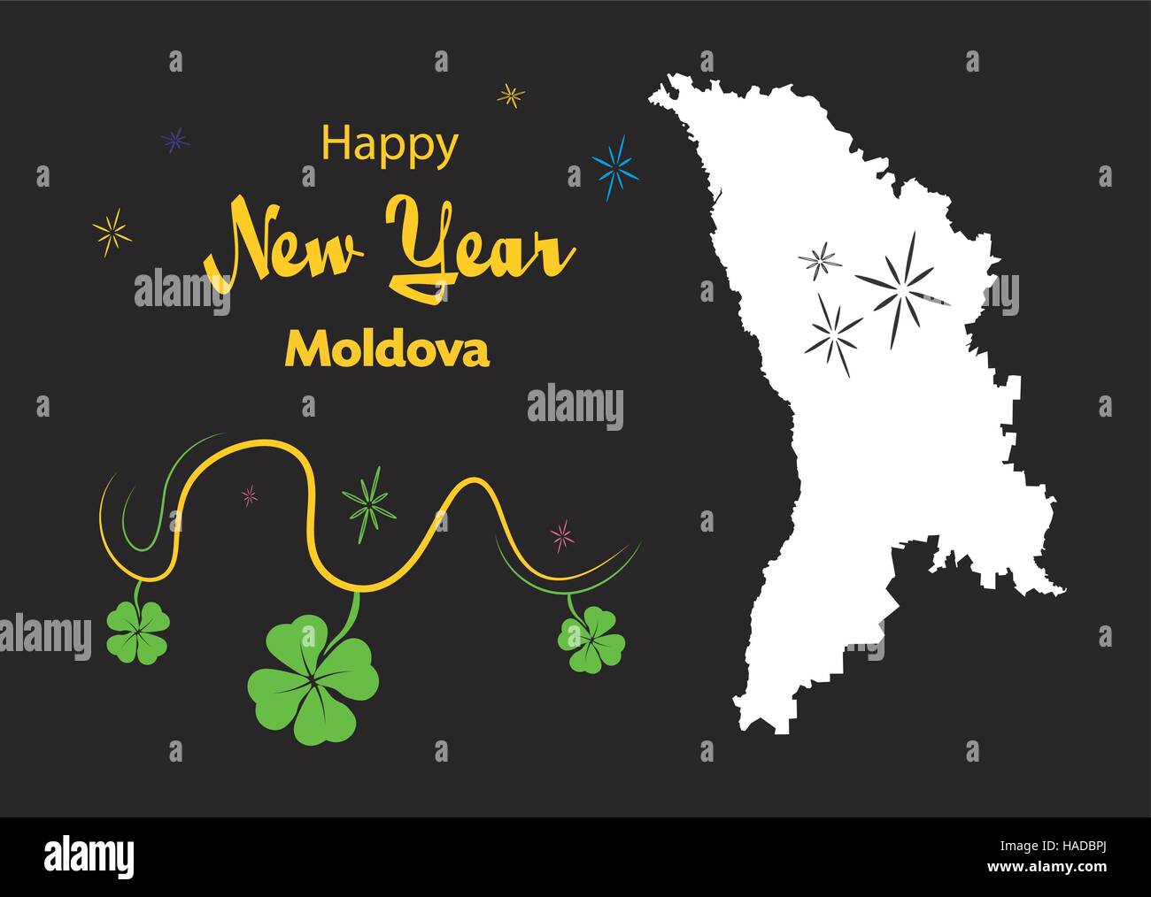 Happy New Year illustration theme with map of Moldova Stock Vector