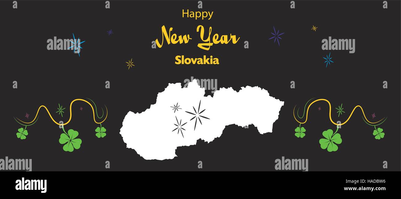 Happy New Year illustration theme with map of Slovakia Stock Vector