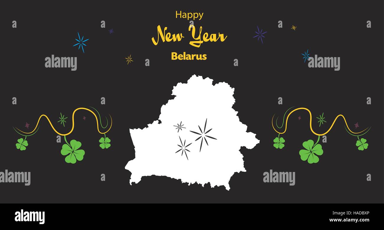 Happy New Year illustration theme with map of Belarus Stock Vector
