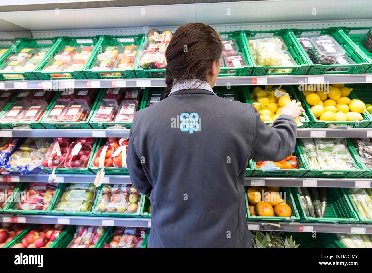 Interior of a Co-Op food shop in England Stock Photo