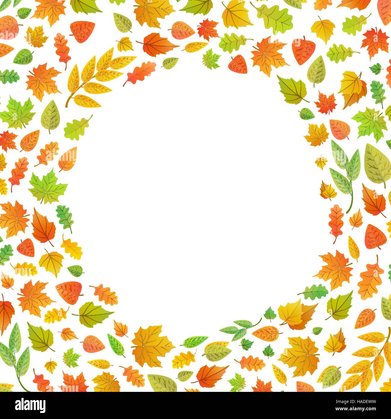 Frame made of autumn leaves in circle shape isolated on white Stock ...