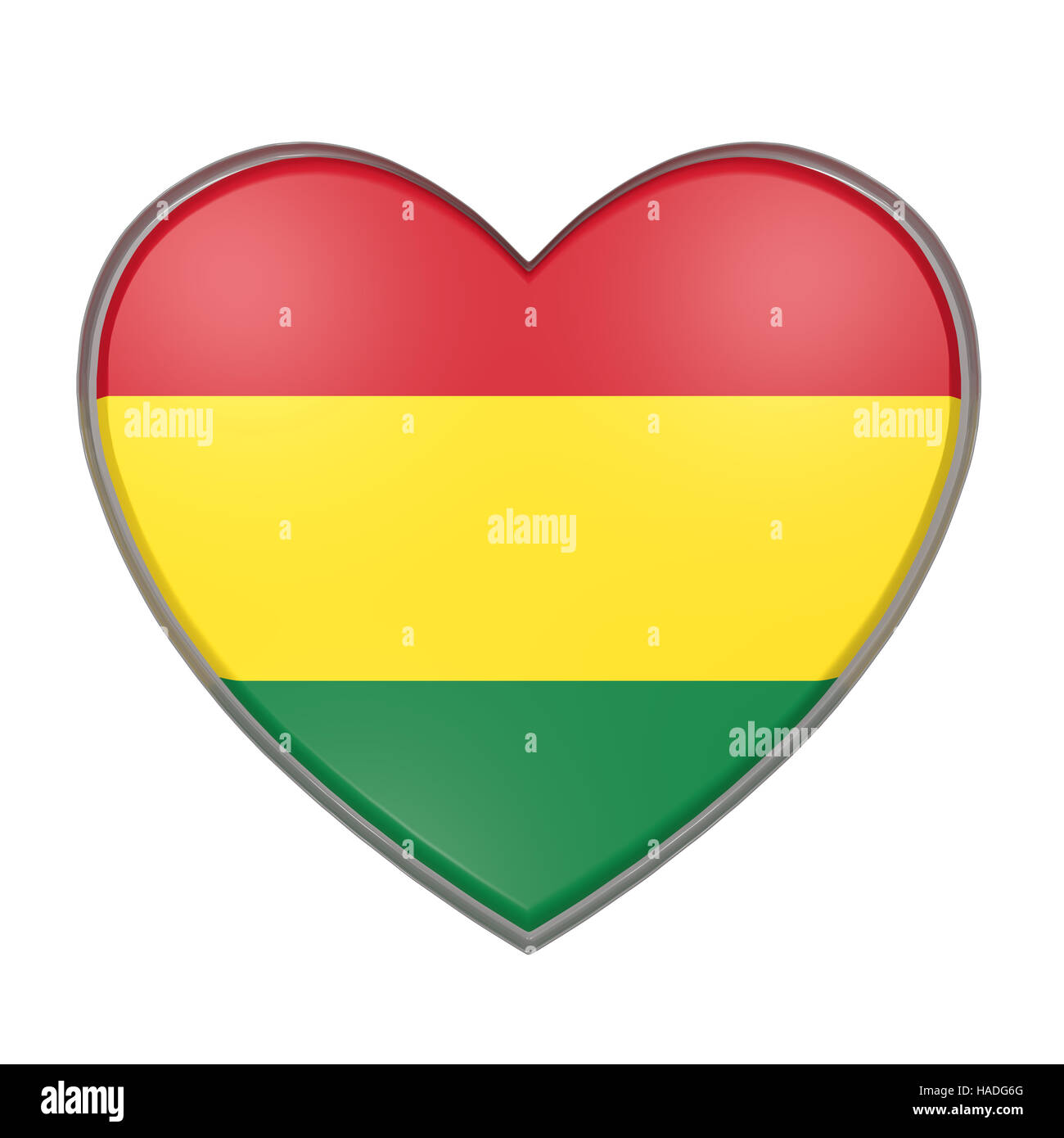 3d rendering of a Bolivia flag on a heart. White background Stock Photo ...
