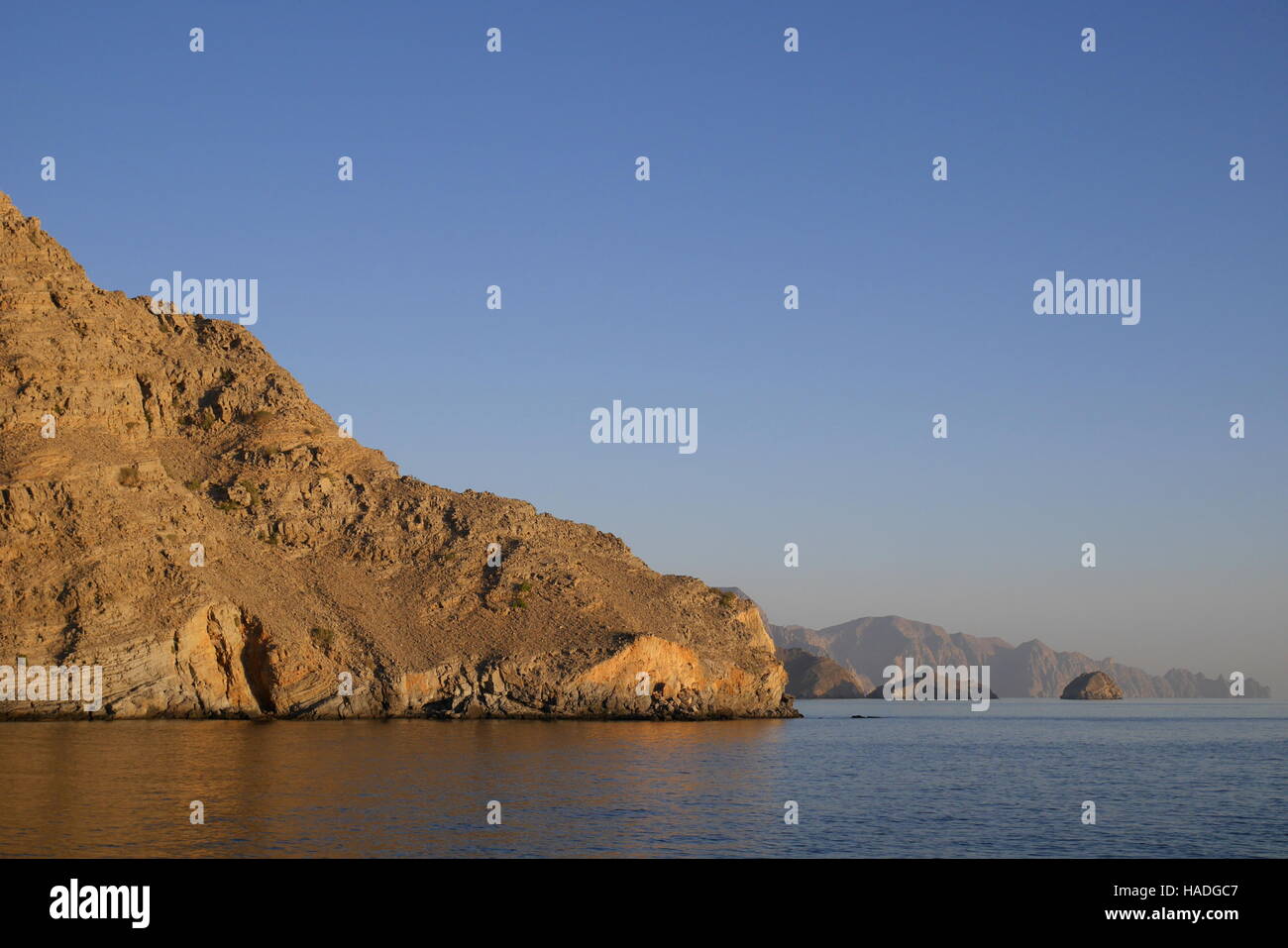 Rocky coast of the Musandam Peninsula, an enclave in Oman Stock Photo