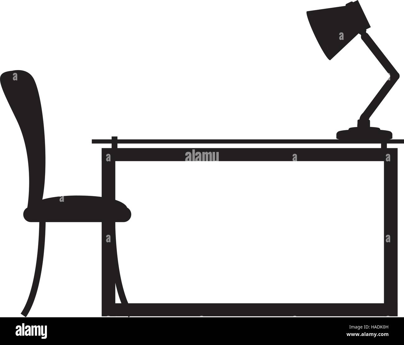 side view desk with chair and lamp vector illustration Stock Vector ...