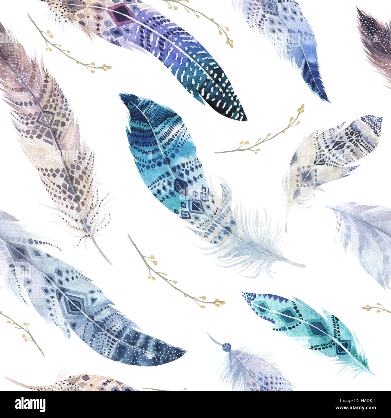 Feathers Pattern Watercolor Elegant Background Watercolour Col Stock Photo Alamy