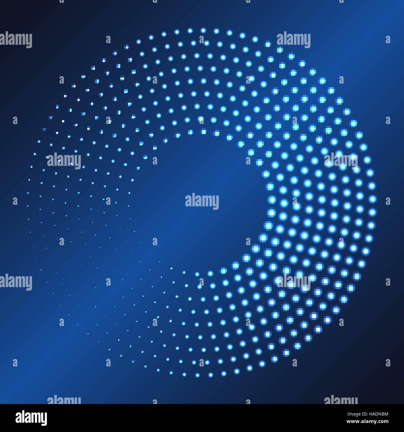 Glowing dots circle. Abstract neon lights background for your design Stock Vector