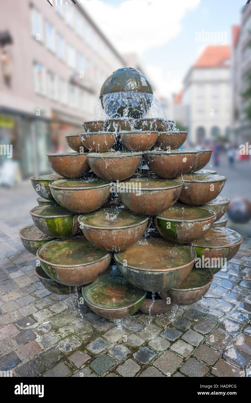 waterspout fountain in Nuremberg, a city in Bavaria, Germany Stock Photo