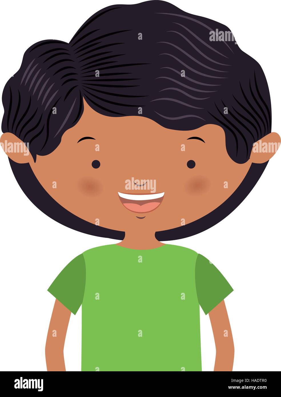 Half Body Wavy Hair Boy With T Shirt Vector Illustration Stock