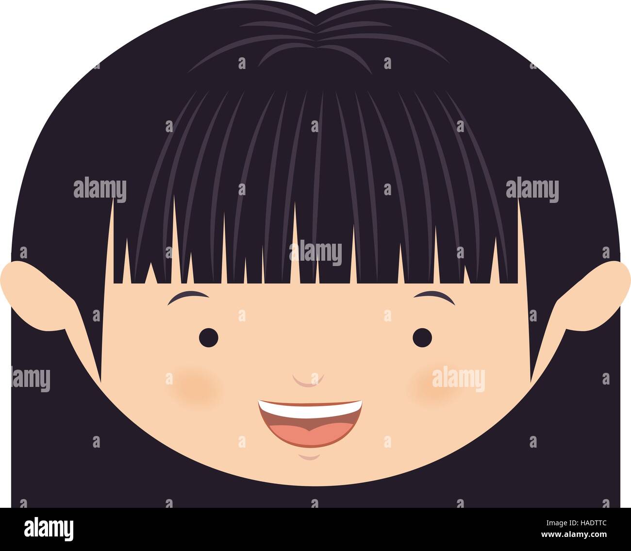 front face asian girl with short hair vector illustration Stock Vector