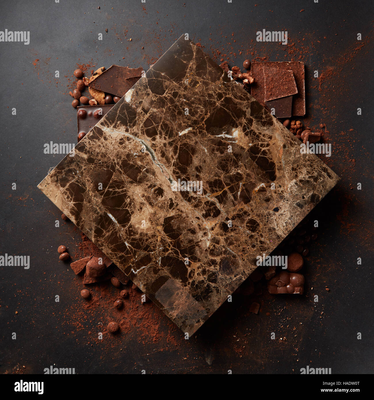different chocolates and cocoa powder Stock Photo Alamy