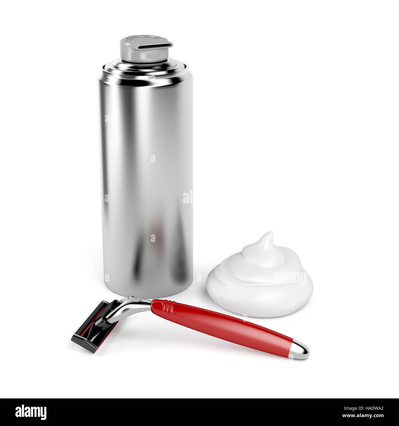 Styrofoam Razor Razor and shaving foam on white background Stock Photo - Alamy