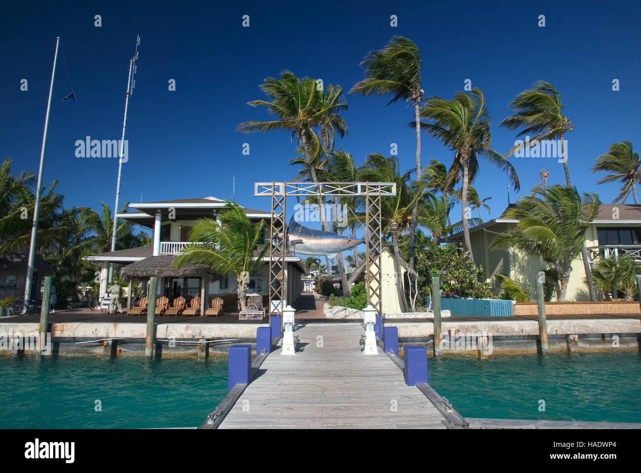 Big Game Resort in Alice Town on the tiny Caribbean island of Bimini, Bahamas. Stock Photo