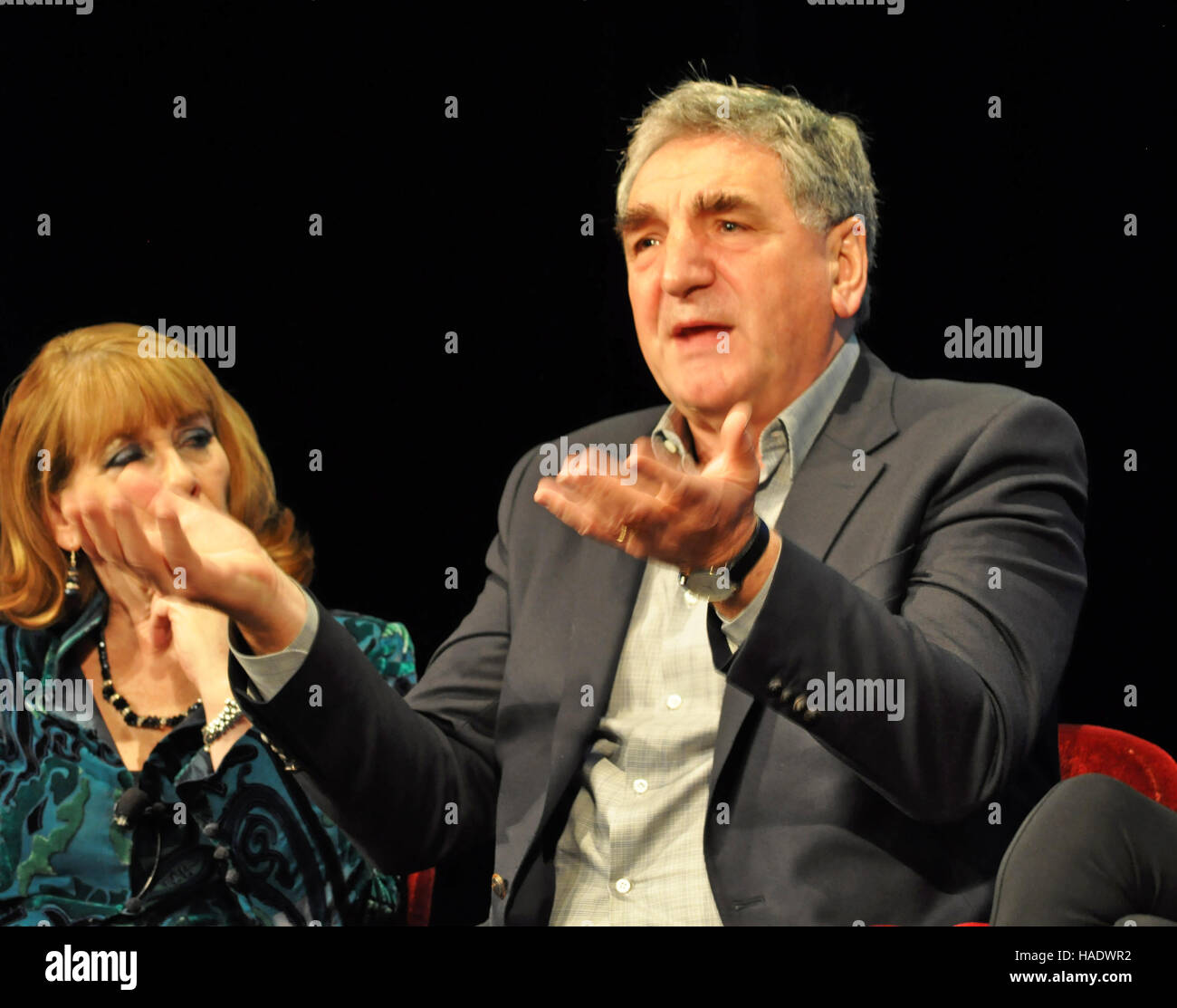NY, NY. December 8 2015.  Phyllis Logan and Jim Carter at the 'Downtown Abbey' PBS panel. © Veronica Bruno/Alamy Stock Photo