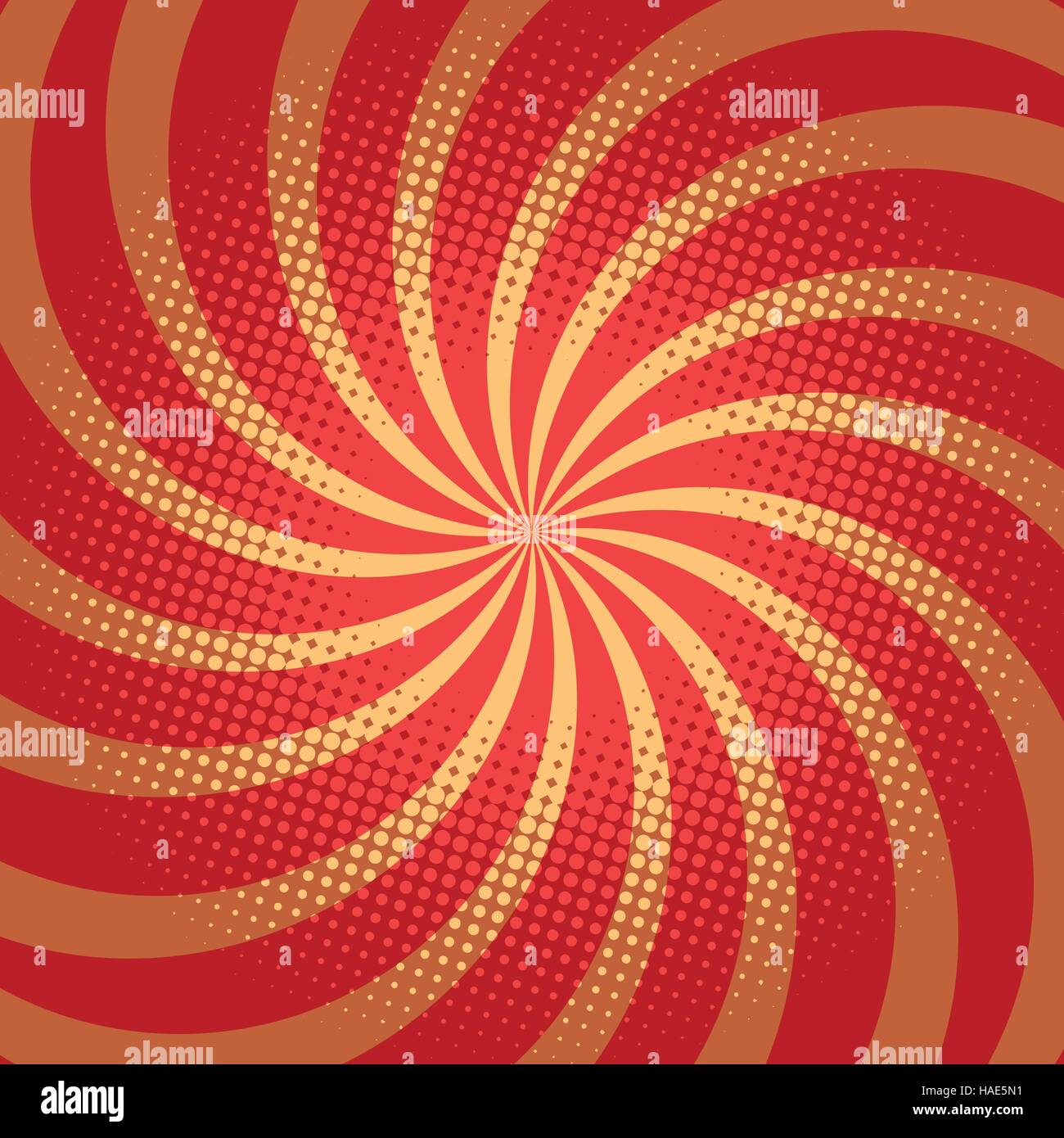 Red spiral pop art background Stock Vector