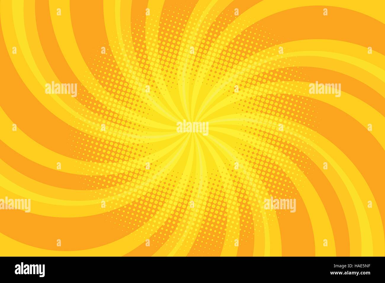 Yellow spiral pop art background Stock Vector